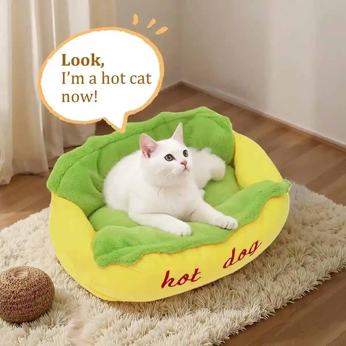 Hot Dog Shape Pet Bed Plush Sofa for Cats & Small Dogs