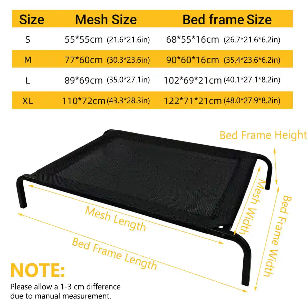 Elevated Breathable Pet Bed for Indoor and Outdoor Use