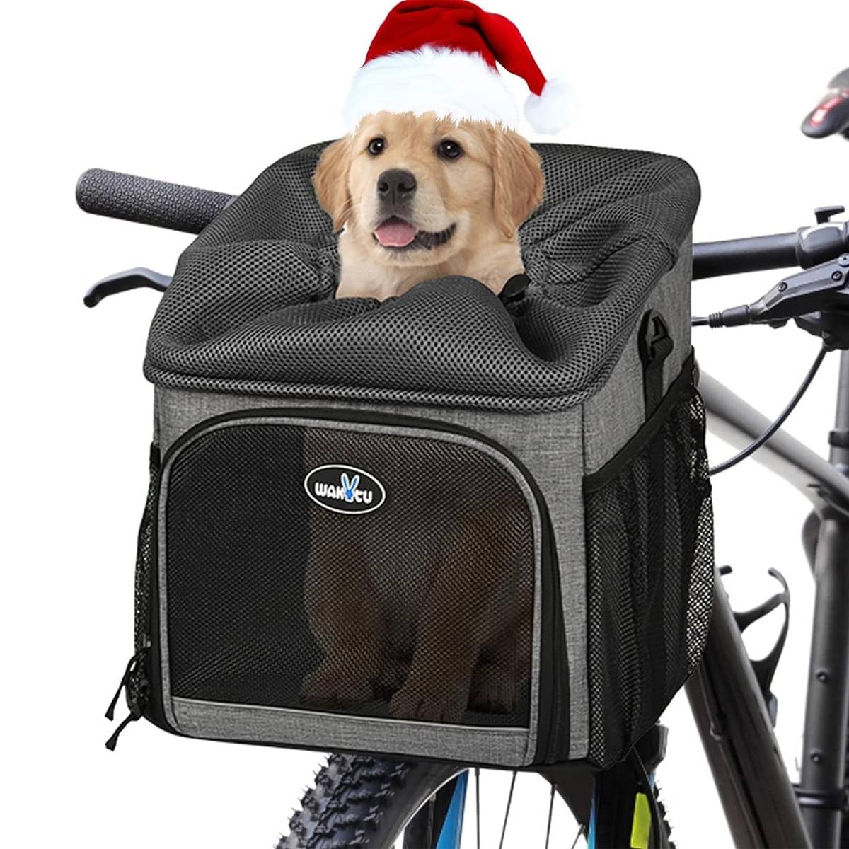 Wakytu Dog Bike Basket Carrier With Rain Cover