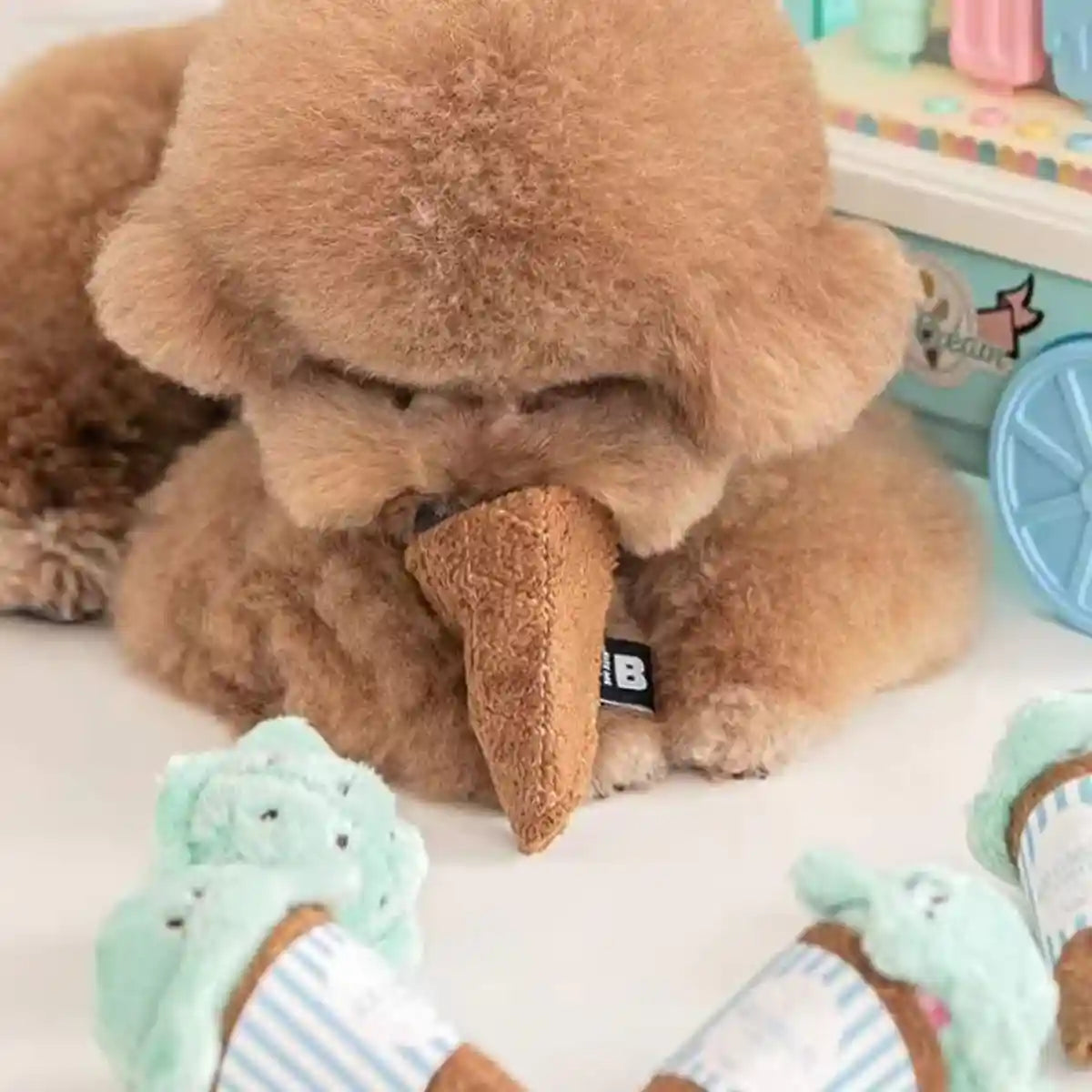 Ice Cream Cone Dog Chew Toy Plush With Squeaker