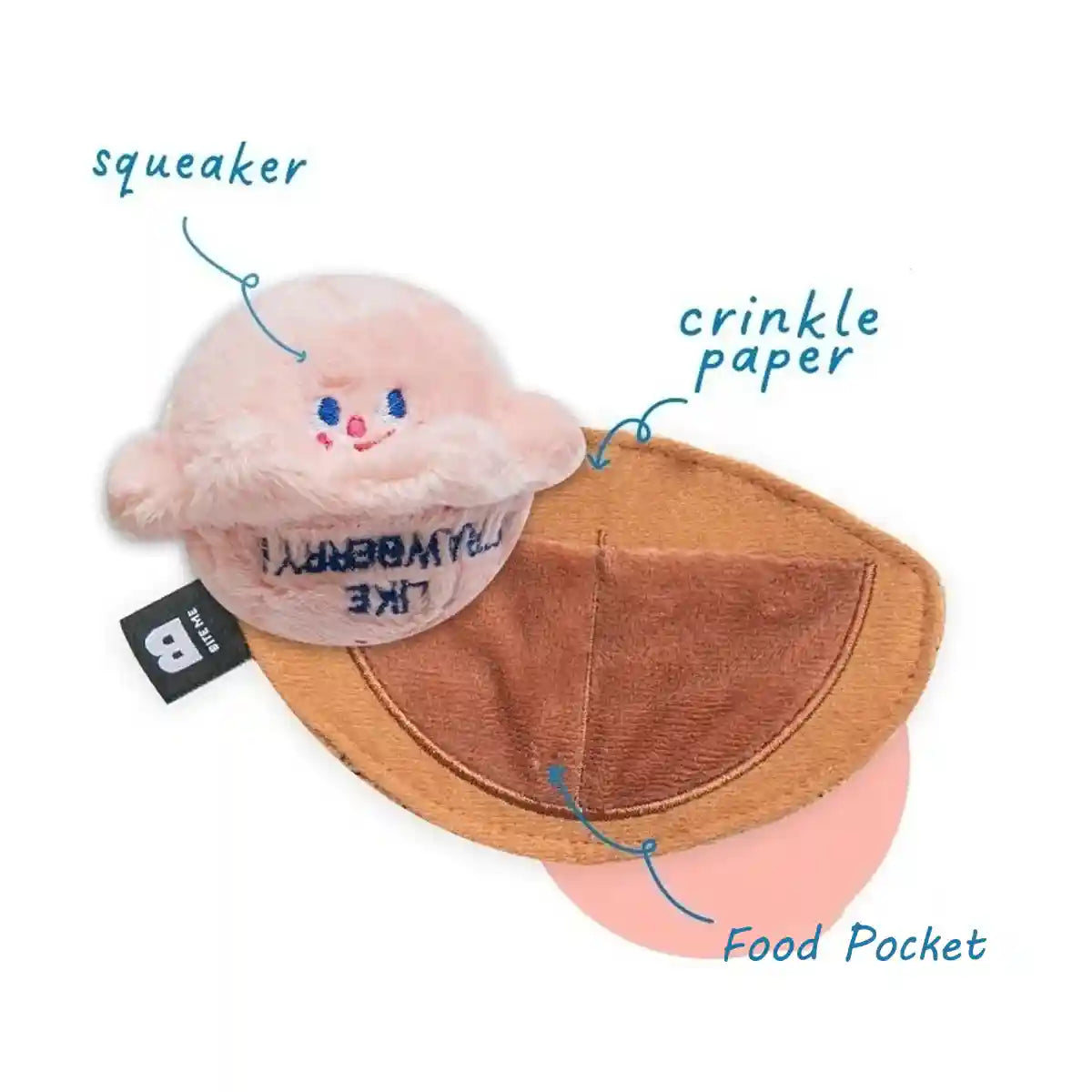 Ice Cream Cone Dog Chew Toy Plush With Squeaker