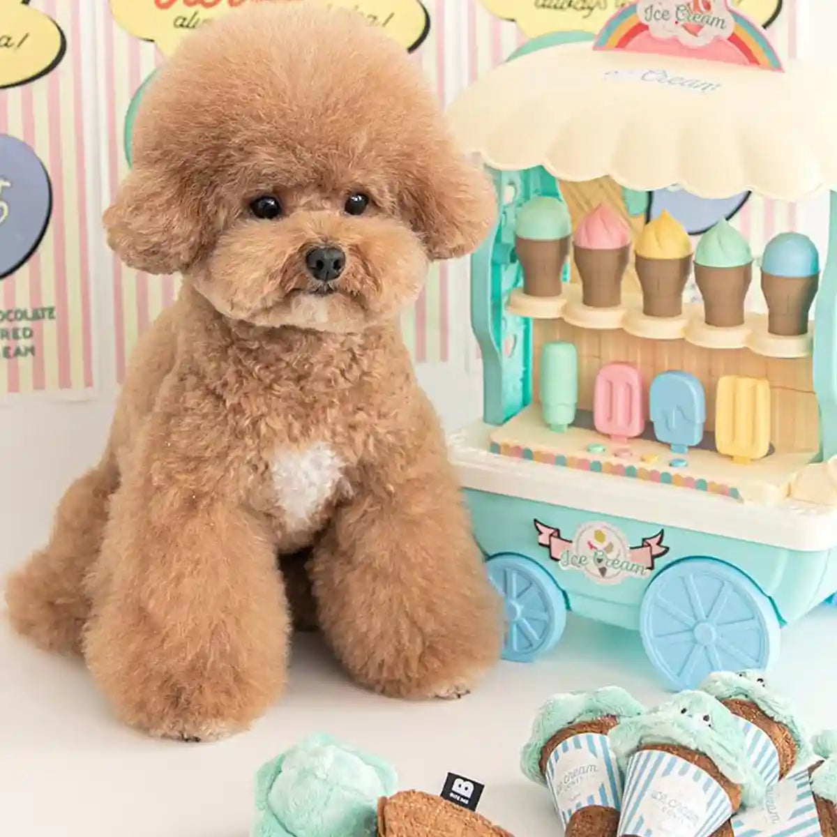 Ice Cream Cone Dog Chew Toy Plush With Squeaker