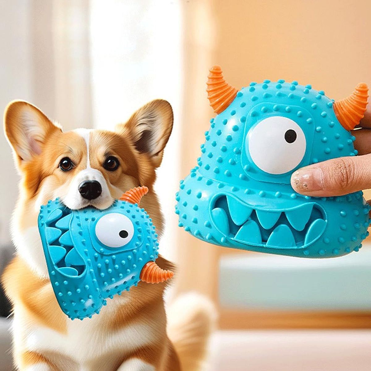 Dog Chew Toy Squeaky Monster Treat Dispenser