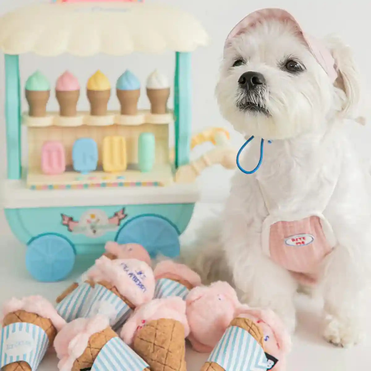 Ice Cream Cone Dog Chew Toy Plush With Squeaker