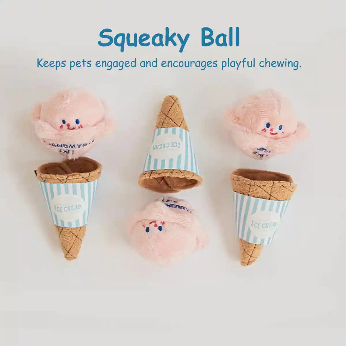 Ice Cream Cone Dog Chew Toy Plush With Squeaker