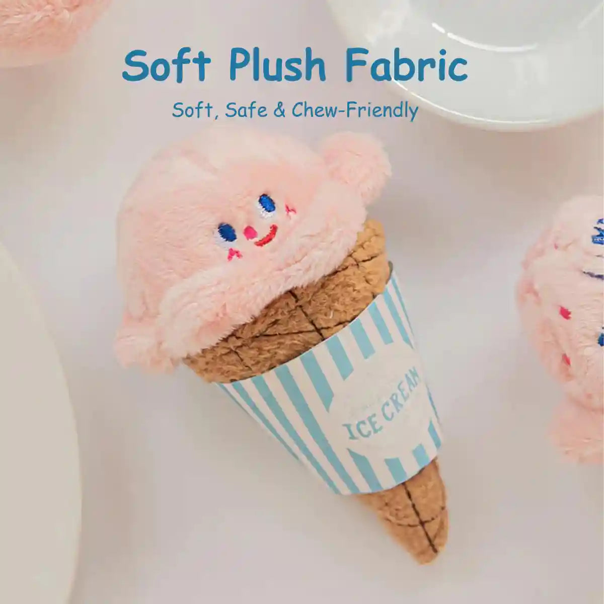 Ice Cream Cone Dog Chew Toy Plush With Squeaker