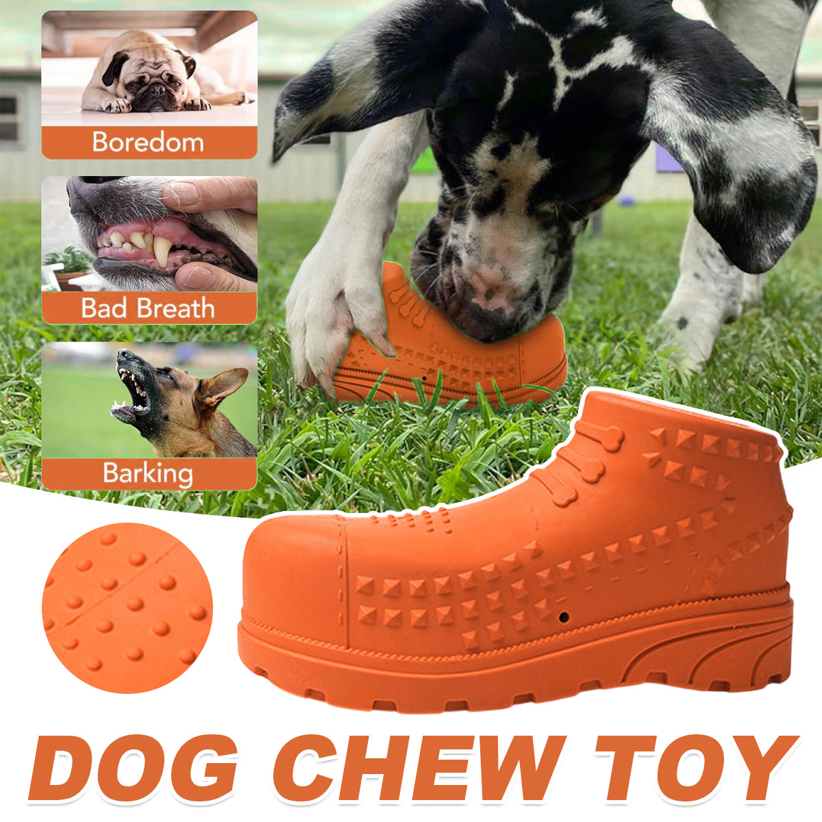 Dog Chew Toy Durable Squeaky Rubber Shoe for Dental Cleaning