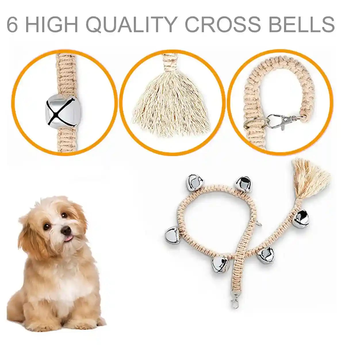 Braided Dog Training Bell for Door Handle Potty Alert (6 Bells)