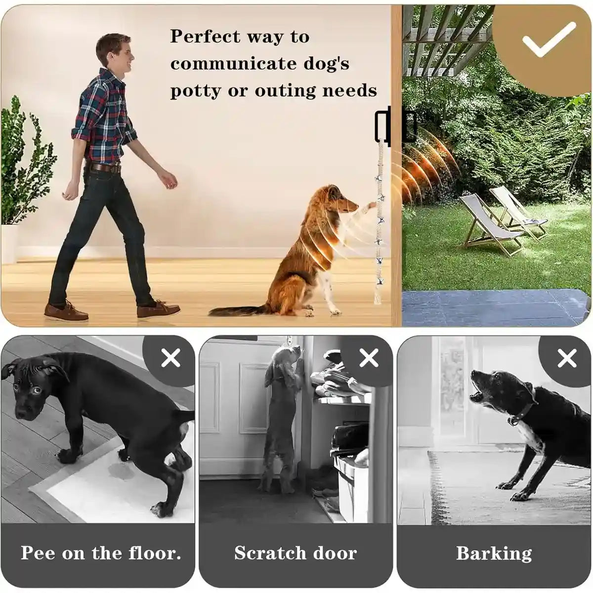 Braided Dog Training Bell for Door Handle Potty Alert (6 Bells)