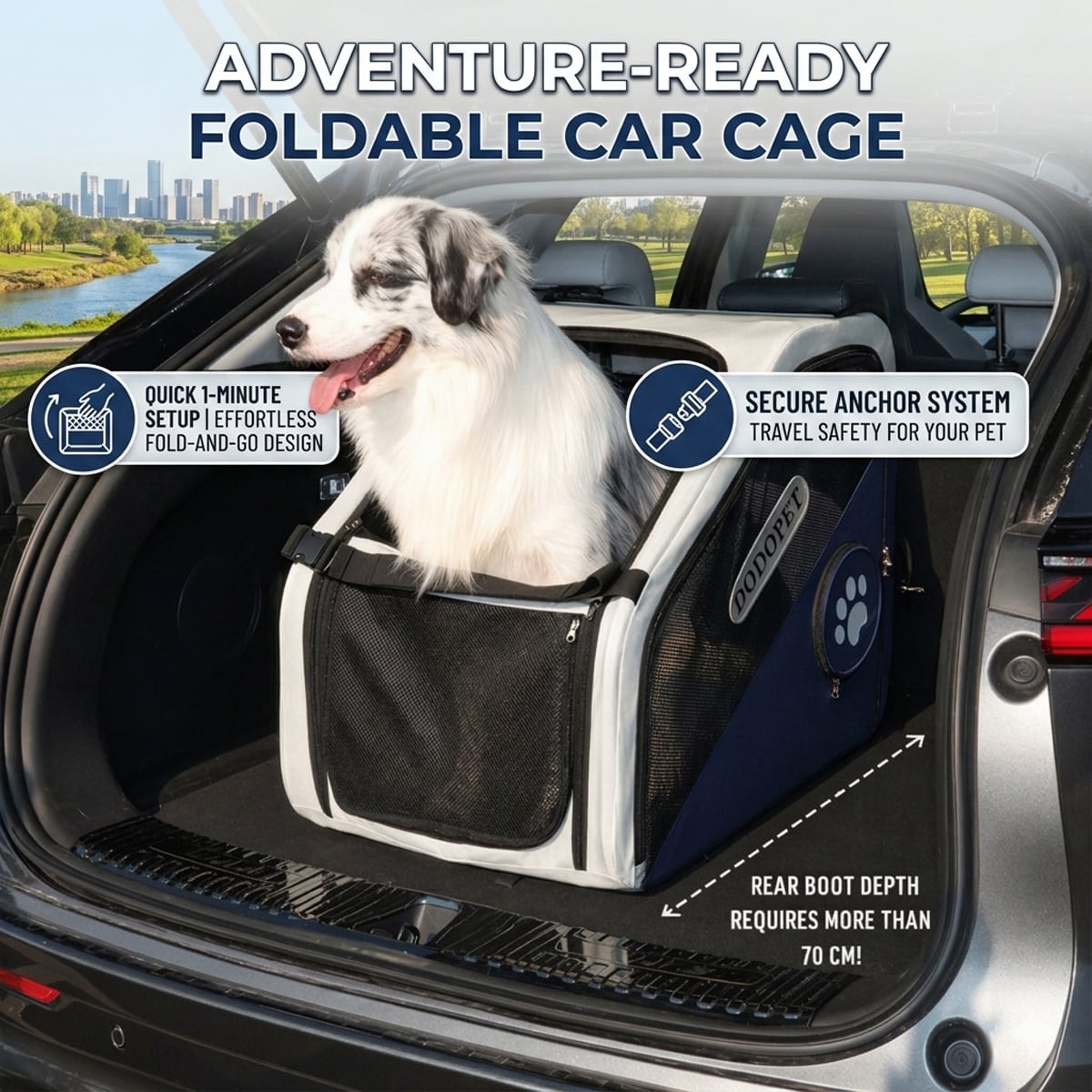 DODOPET Foldable Dog Car Carrier, Safe Travel Pet Car Seat