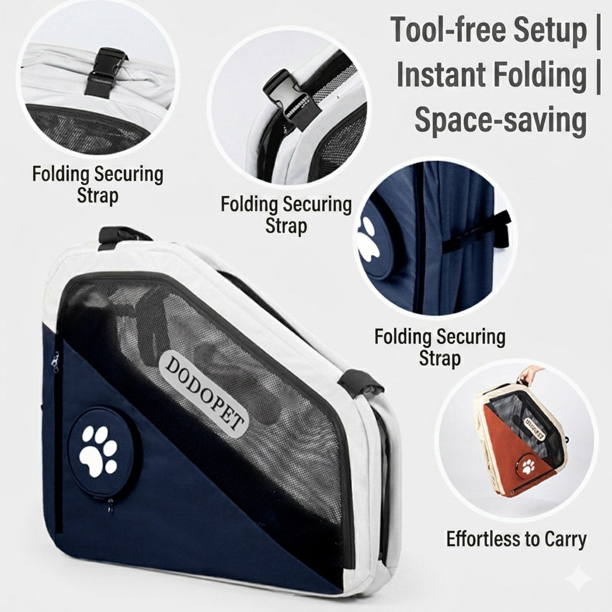 DODOPET Foldable Dog Car Carrier, Safe Travel Pet Car Seat