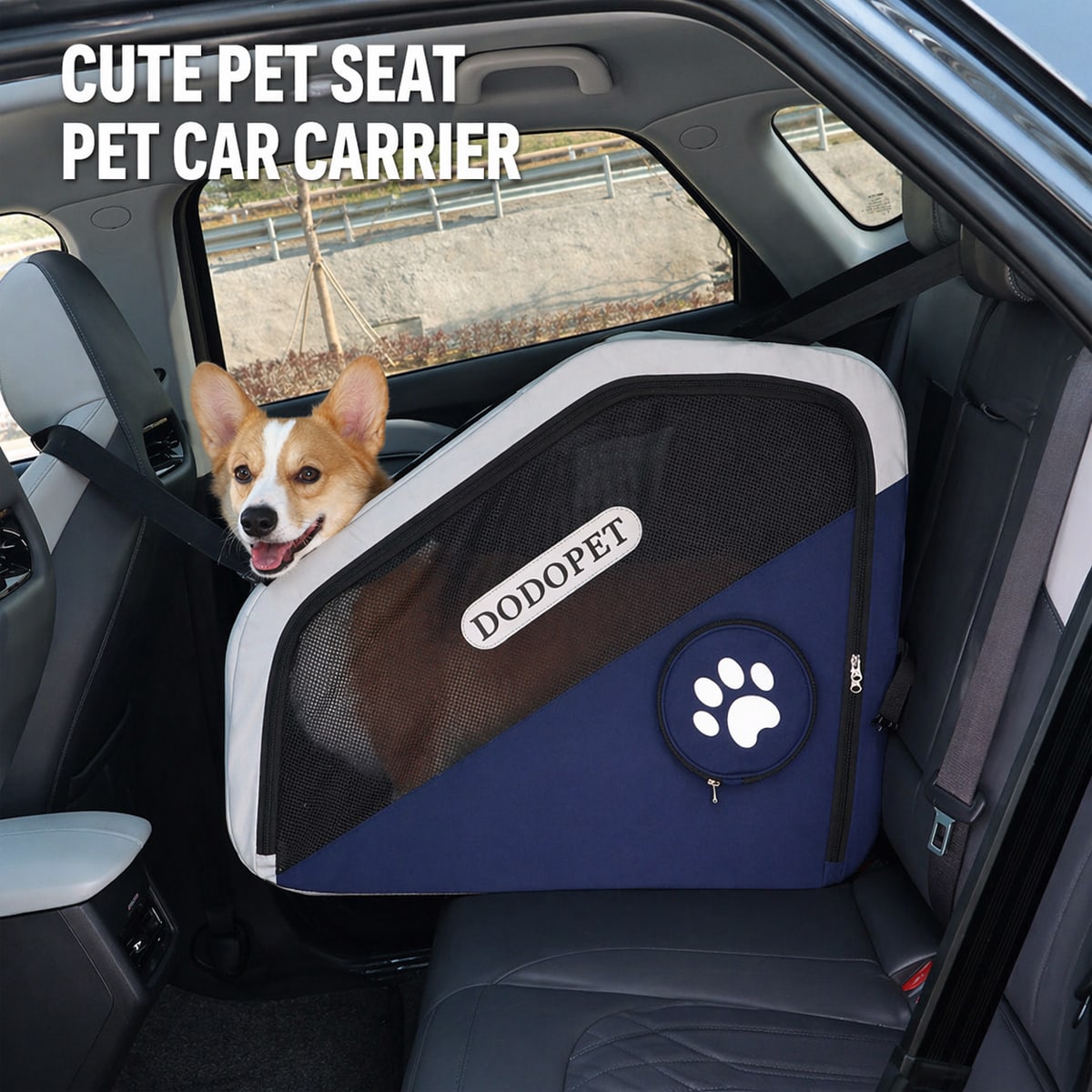 DODOPET Foldable Dog Car Carrier, Safe Travel Pet Car Seat