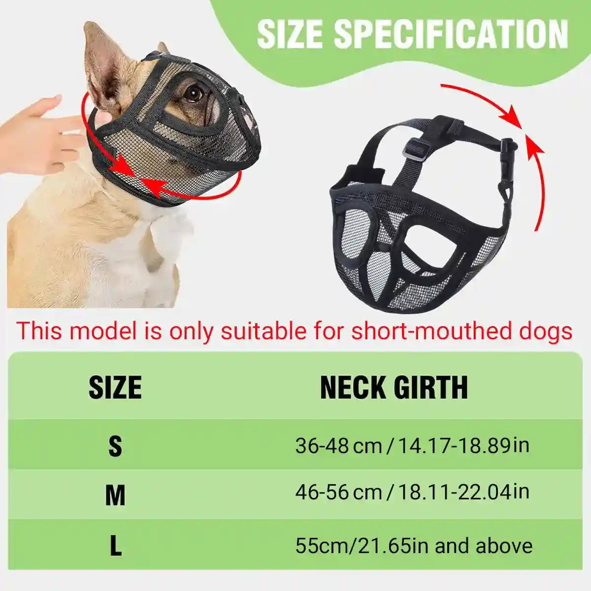 Mesh Dog Muzzle for Short-Mouthed Breeds – Breathable & Adjustable