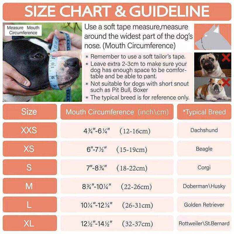 Nylon Dog Muzzle Adjustable Comfortable & Breathable Protection for Dogs
