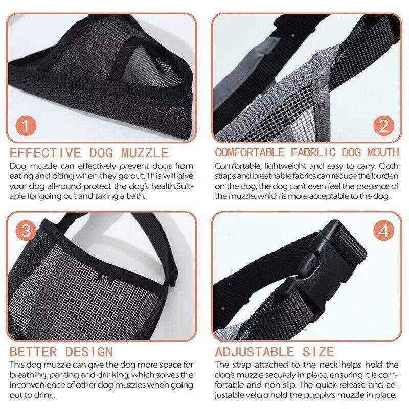 Nylon Dog Muzzle Adjustable Comfortable & Breathable Protection for Dogs