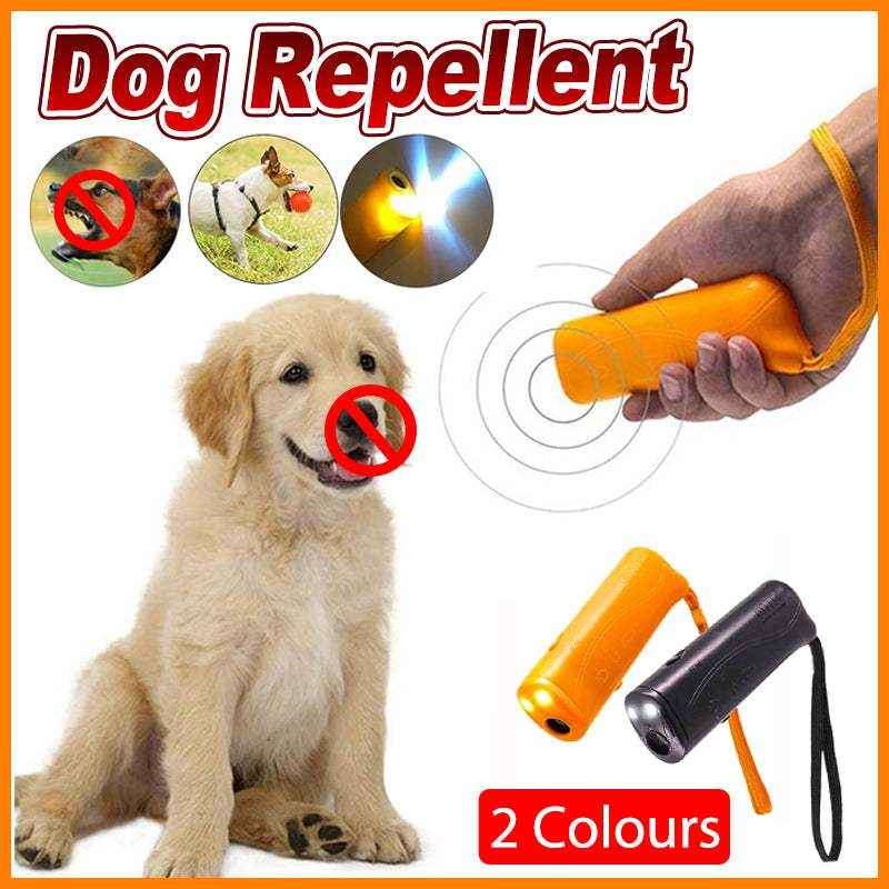 Ultrasonic Dog Repeller Deterrent Device Handheld Dog Chaser with LED Flashlight