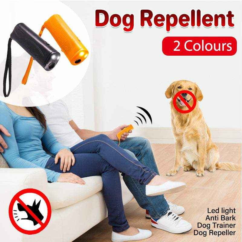 Ultrasonic Dog Repeller Deterrent Device Handheld Dog Chaser with LED Flashlight