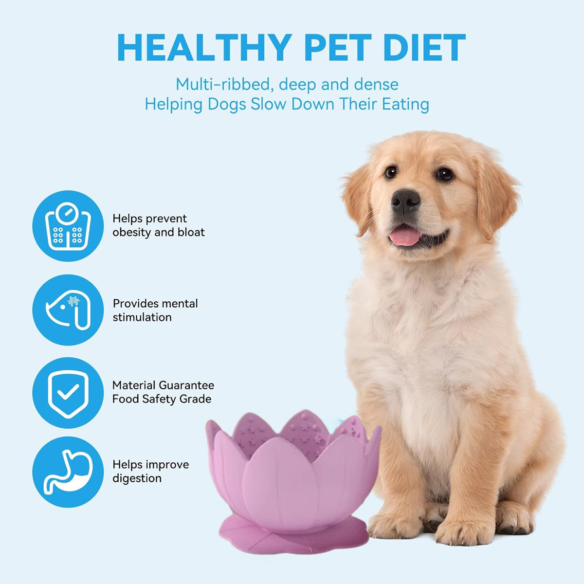Lotus Silicone Dog Slow Feeder Bowl – Non-Slip Healthy Eating Mat