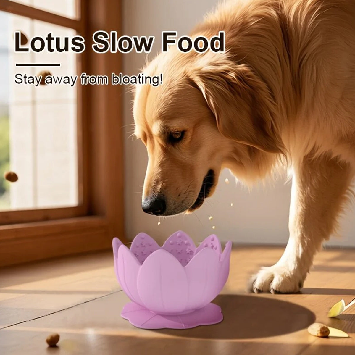 Lotus Silicone Dog Slow Feeder Bowl – Non-Slip Healthy Eating Mat