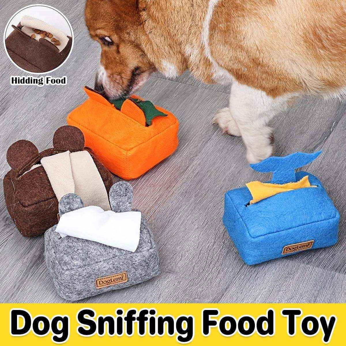 Colorful snuffle toys for dogs made of soft fleece for slow feeding and foraging