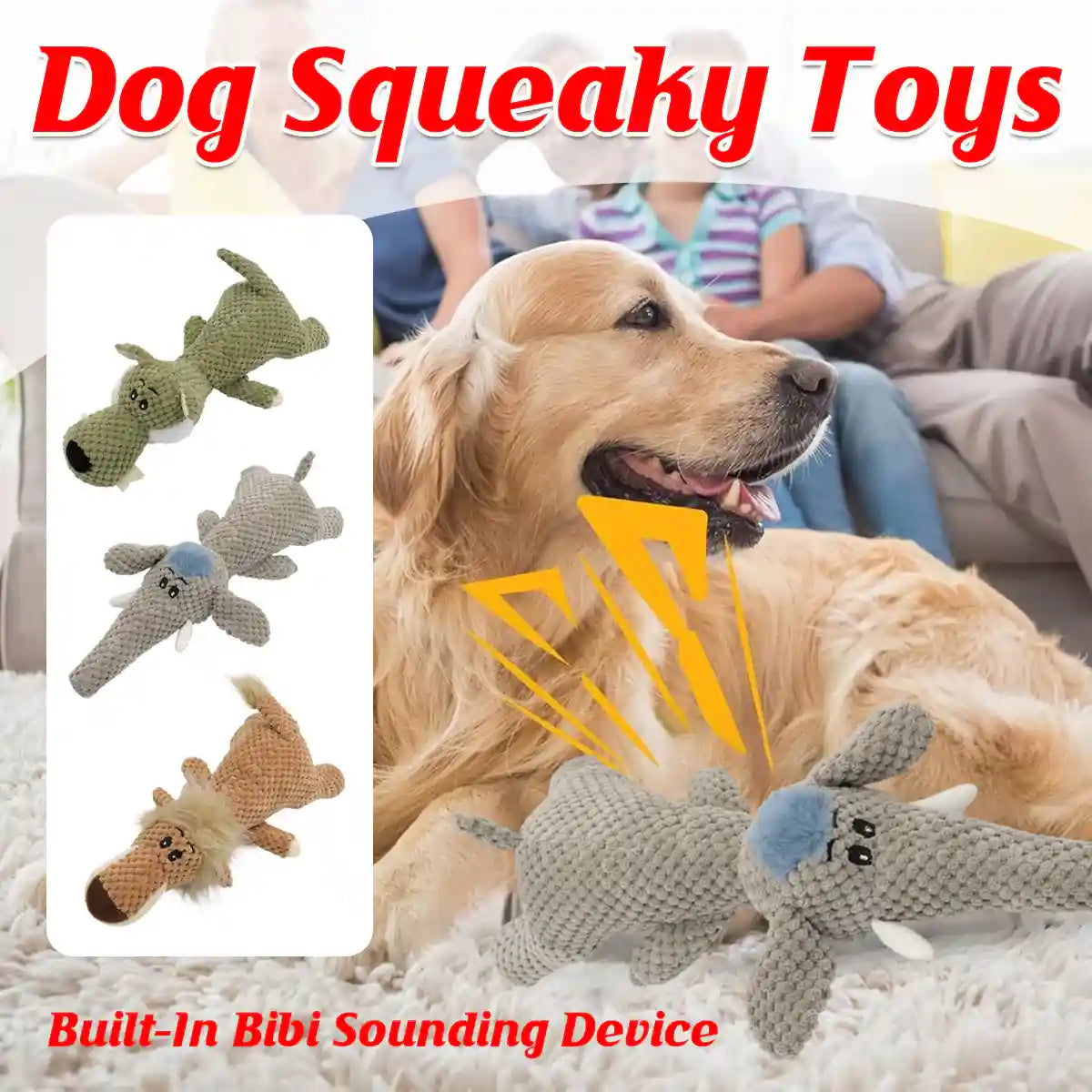 Plush Squeaky Dog Toy Soft Corn Fleece Chew Animal Design