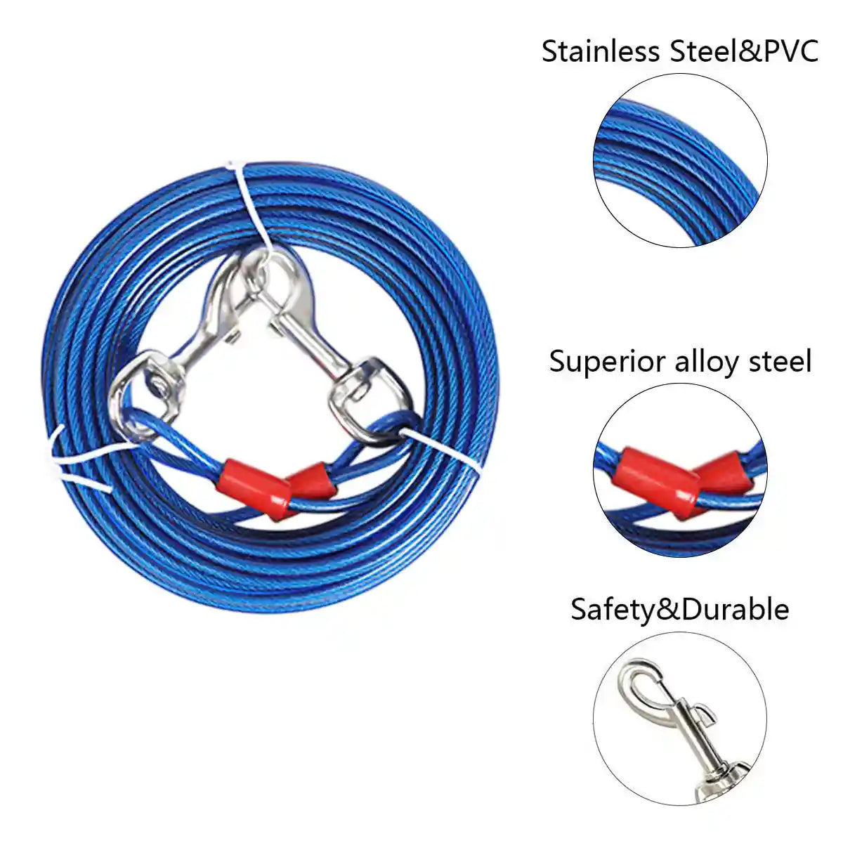 Dog Tie Out Stake Kit for Outdoor Tethering | 10m Cable + Bag