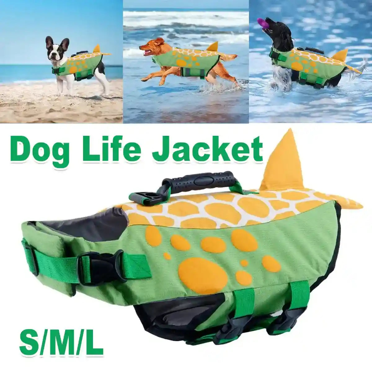 Shark Style Dog Life Jacket Float Vest for Swimming & Safety