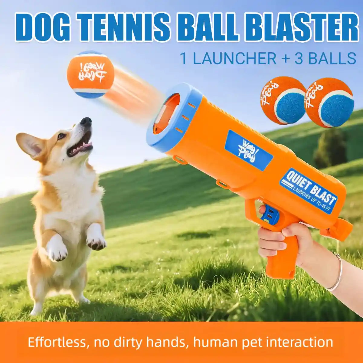 Dog Tennis Ball Launcher (1 Launcher + 3 Balls)