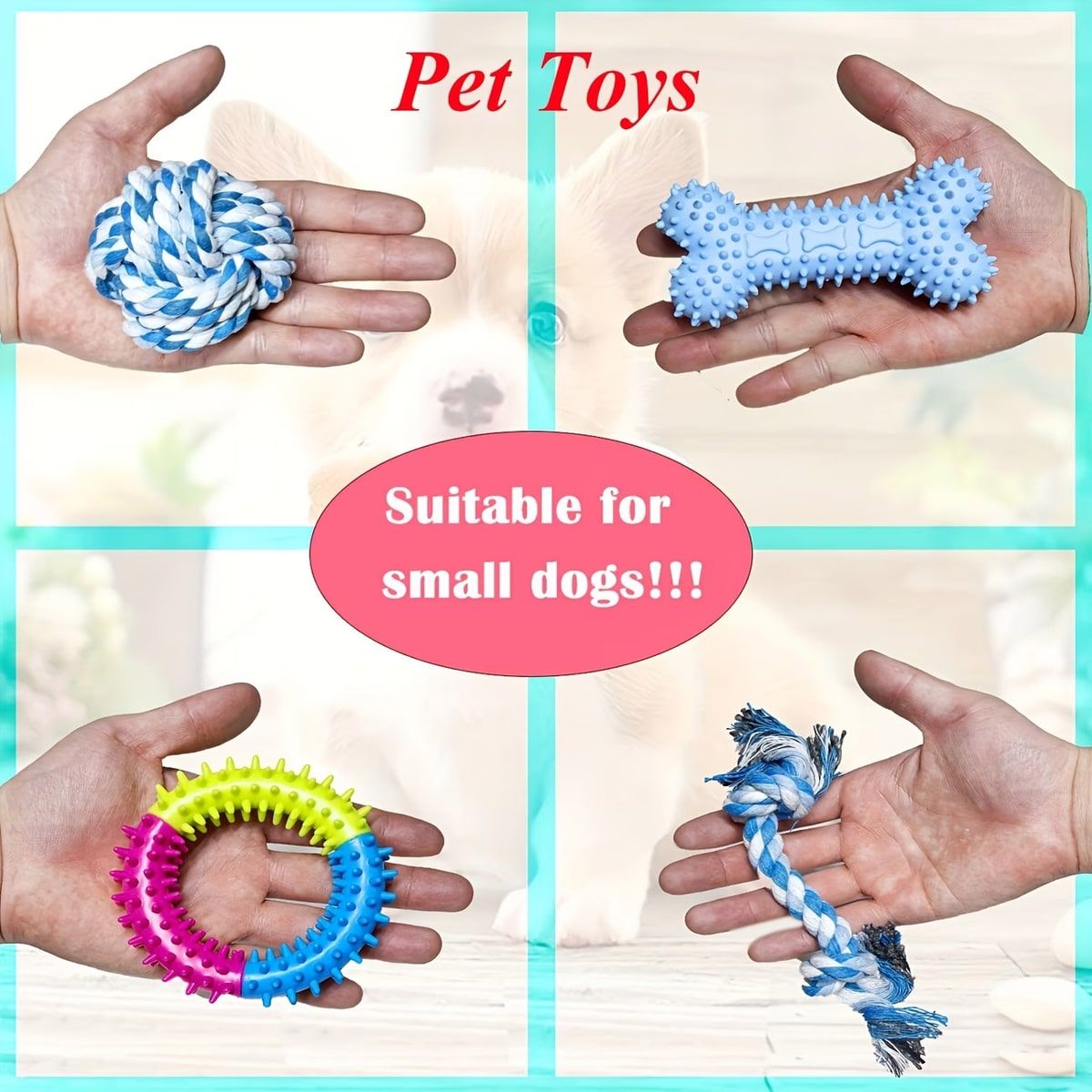 15 Pcs Dog Chew Toy Set with Rope and Rubber