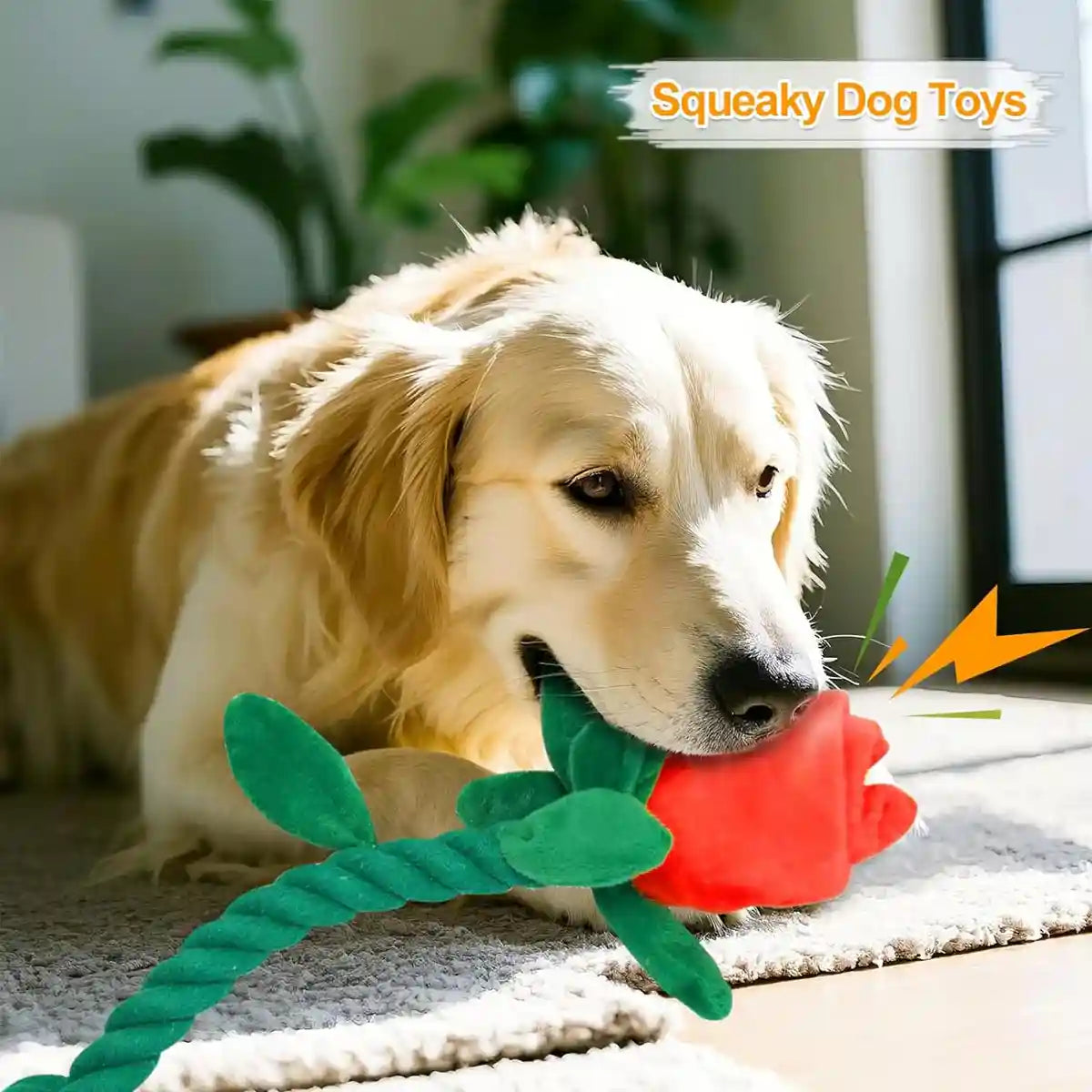 Rose Plush Dog Toy Cotton Rope Sound Paper Bite Resistant Interactive Pet Supply