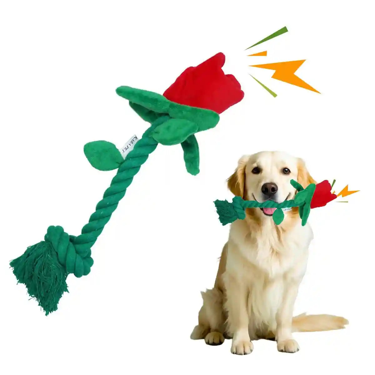 Rose Plush Dog Toy Cotton Rope Sound Paper Bite Resistant Interactive Pet Supply