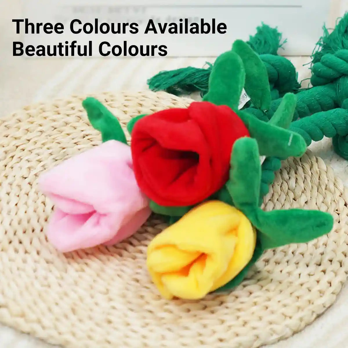 Rose Plush Dog Toy Cotton Rope Sound Paper Bite Resistant Interactive Pet Supply