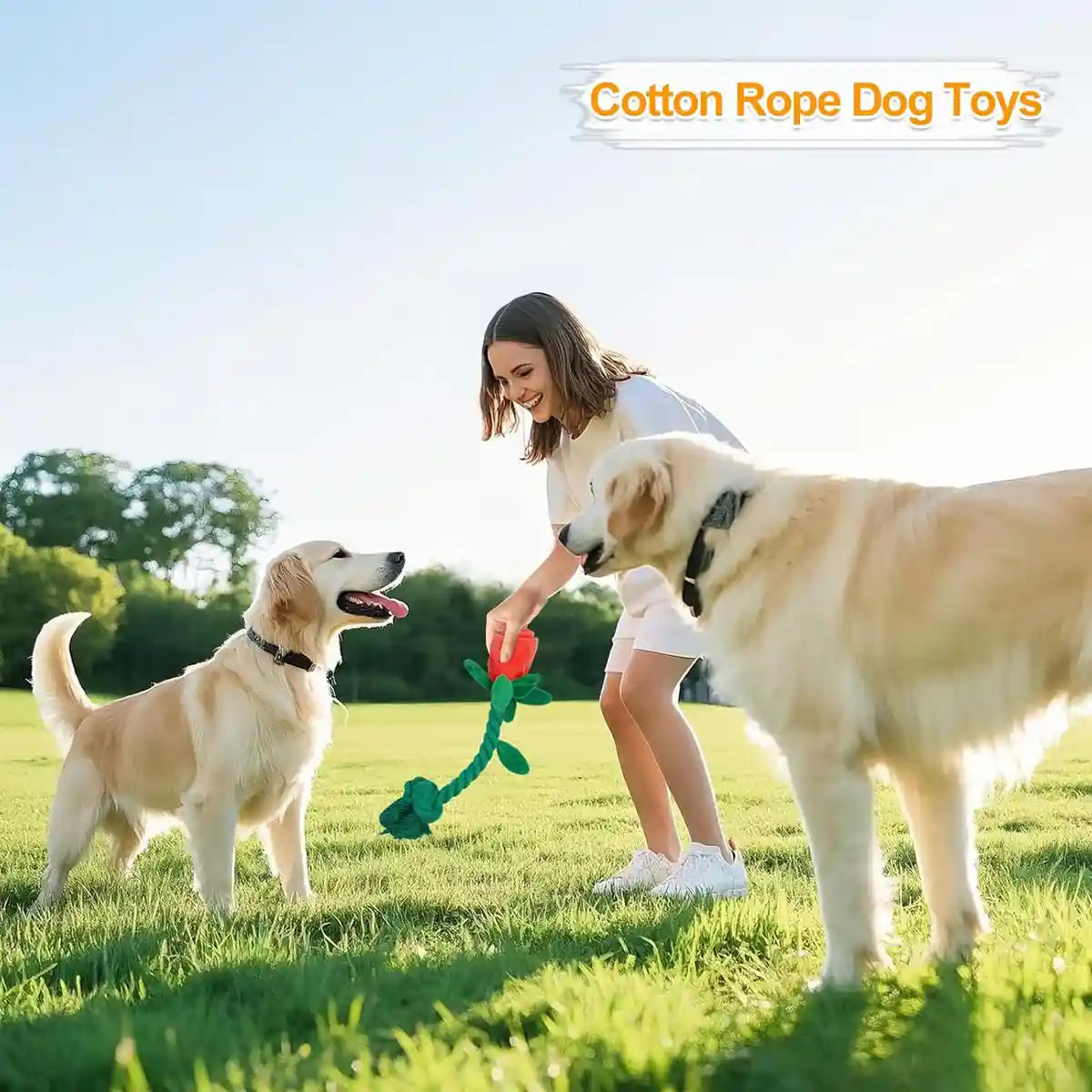 Rose Plush Dog Toy Cotton Rope Sound Paper Bite Resistant Interactive Pet Supply
