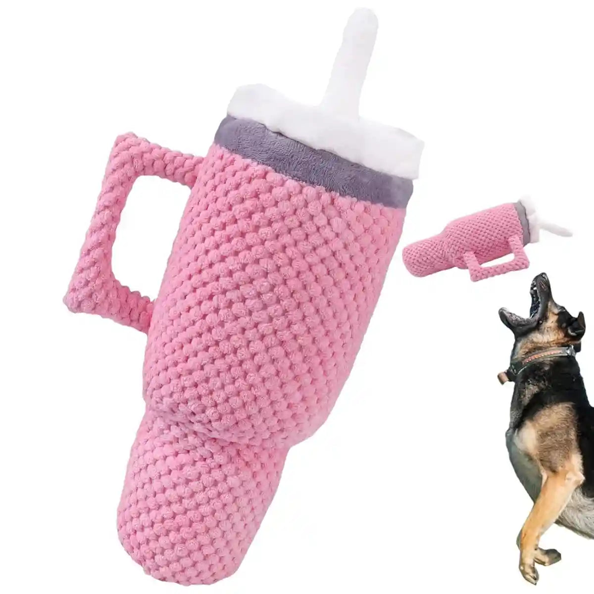 Durable Dog Chew Toy with Squeaker Plush Milk Bottle Pillow