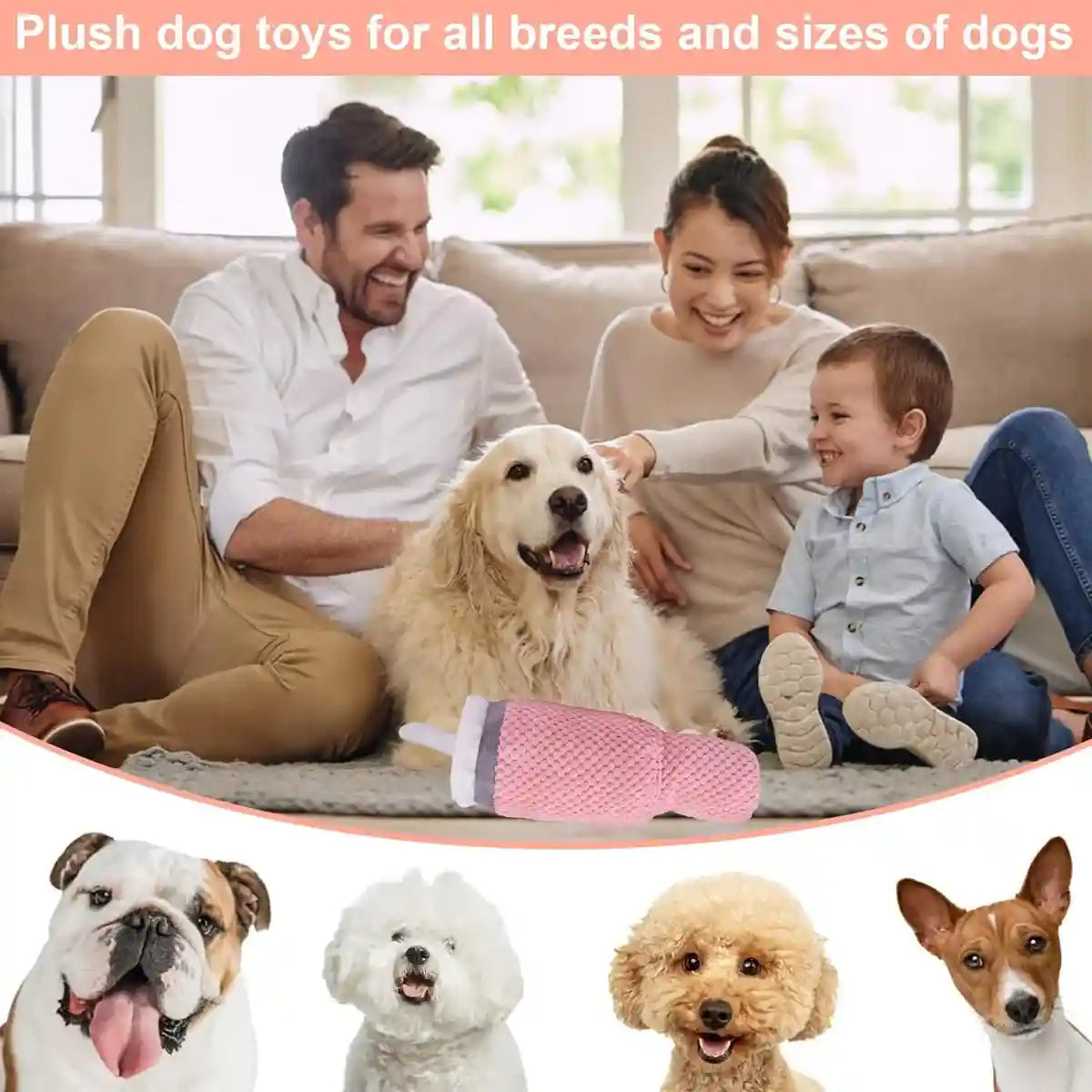 Durable Dog Chew Toy with Squeaker Plush Milk Bottle Pillow