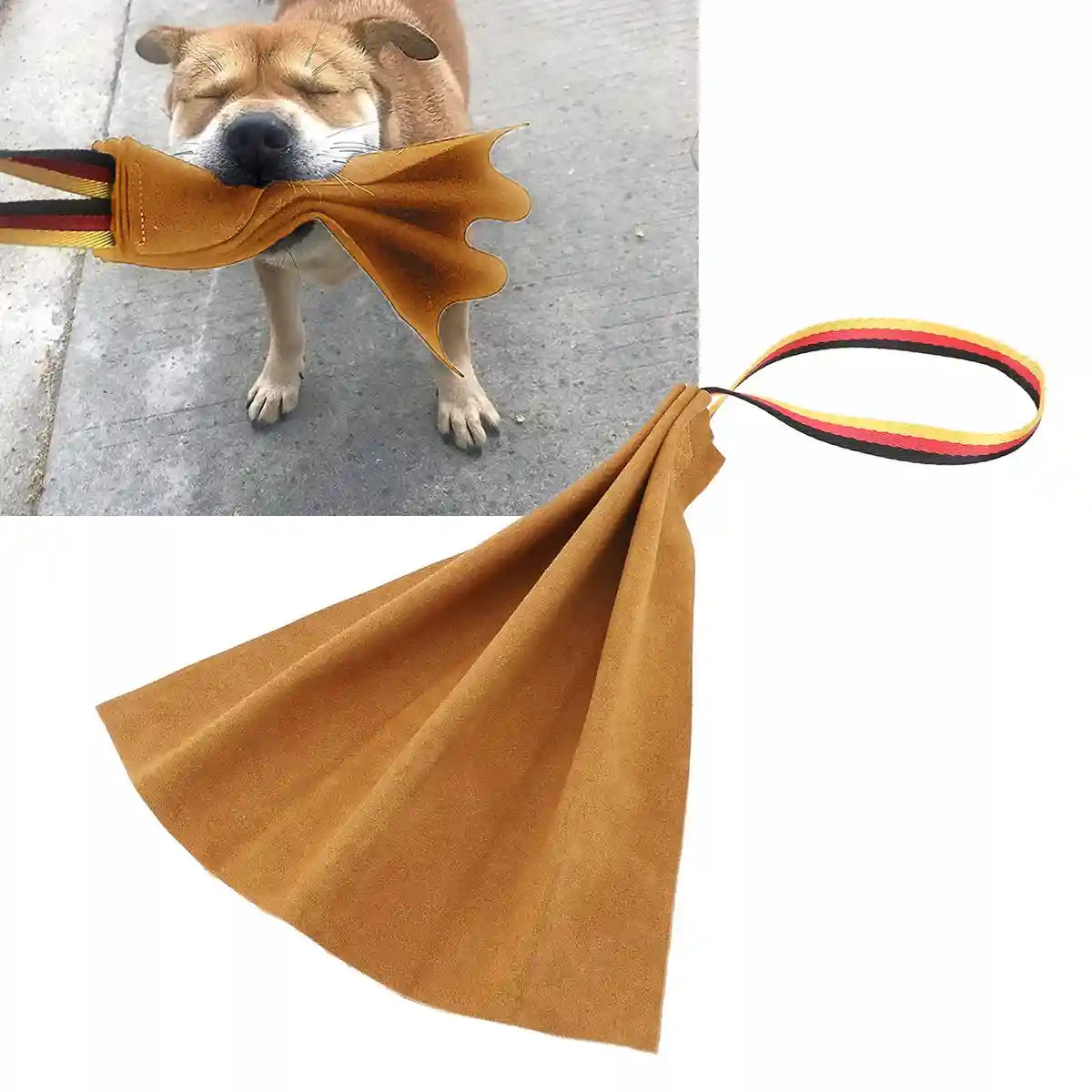 Leather Dog Bite Rag with Nylon Handle for Training Large Breeds