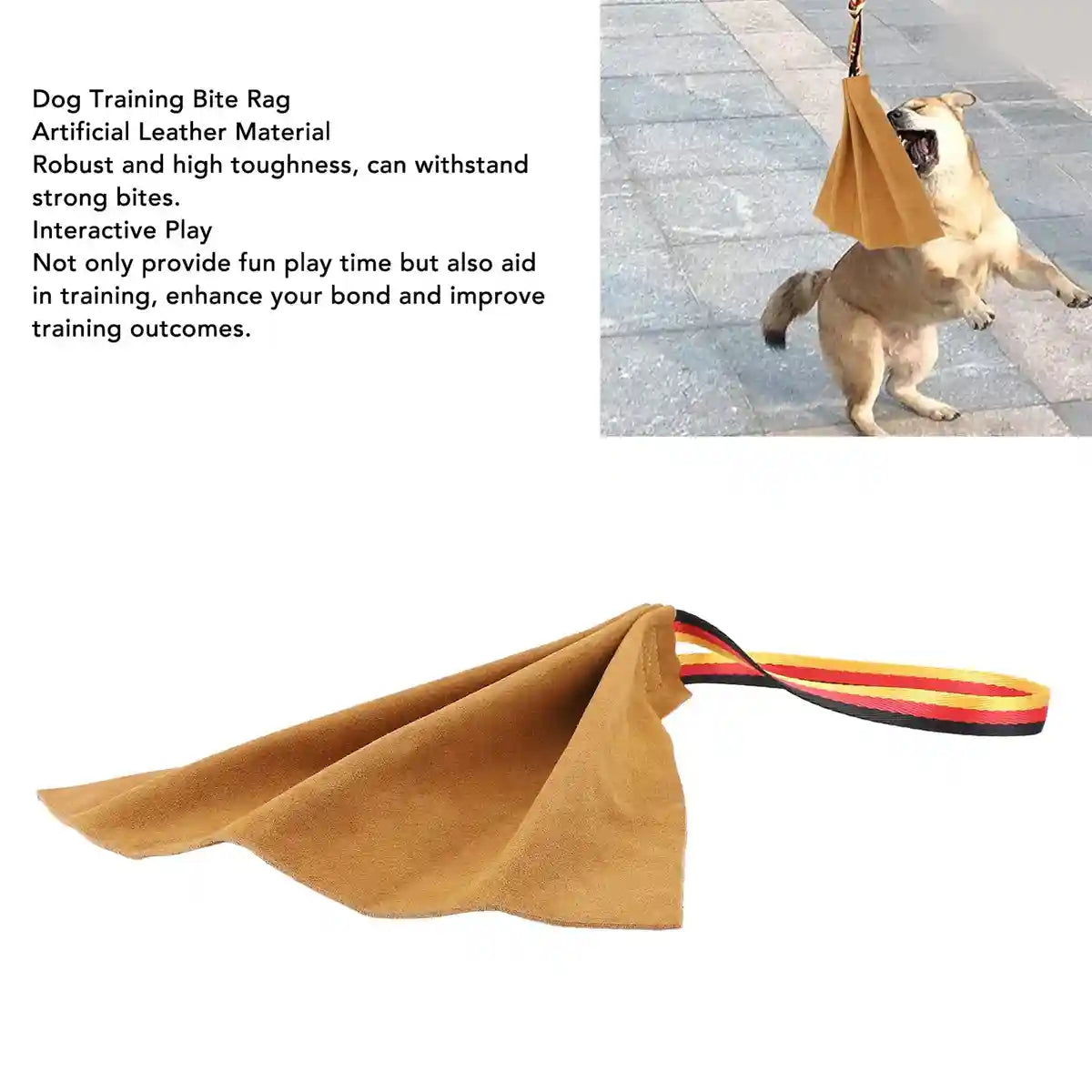 Leather Dog Bite Rag with Nylon Handle for Training Large Breeds