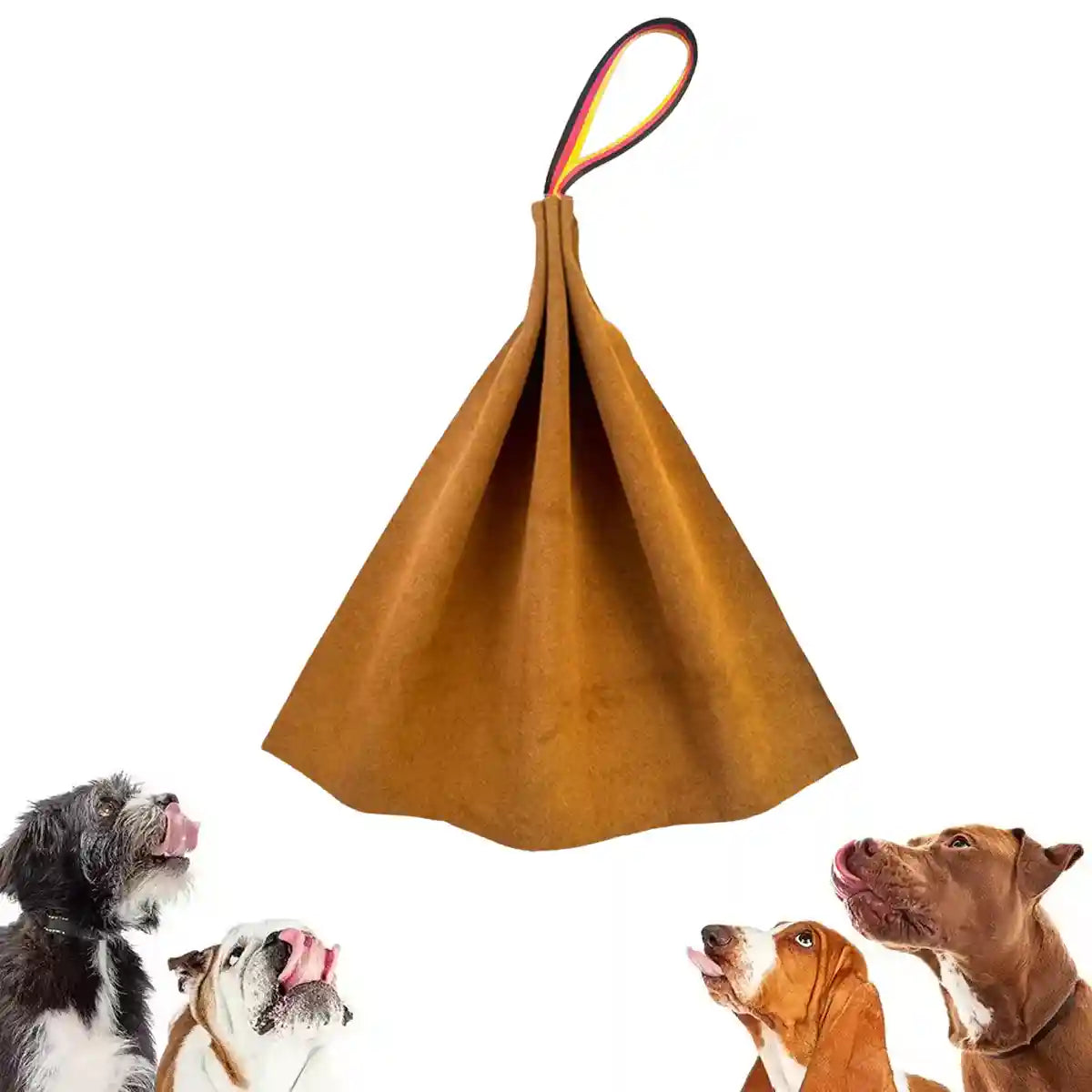 Leather Dog Bite Rag with Nylon Handle for Training Large Breeds
