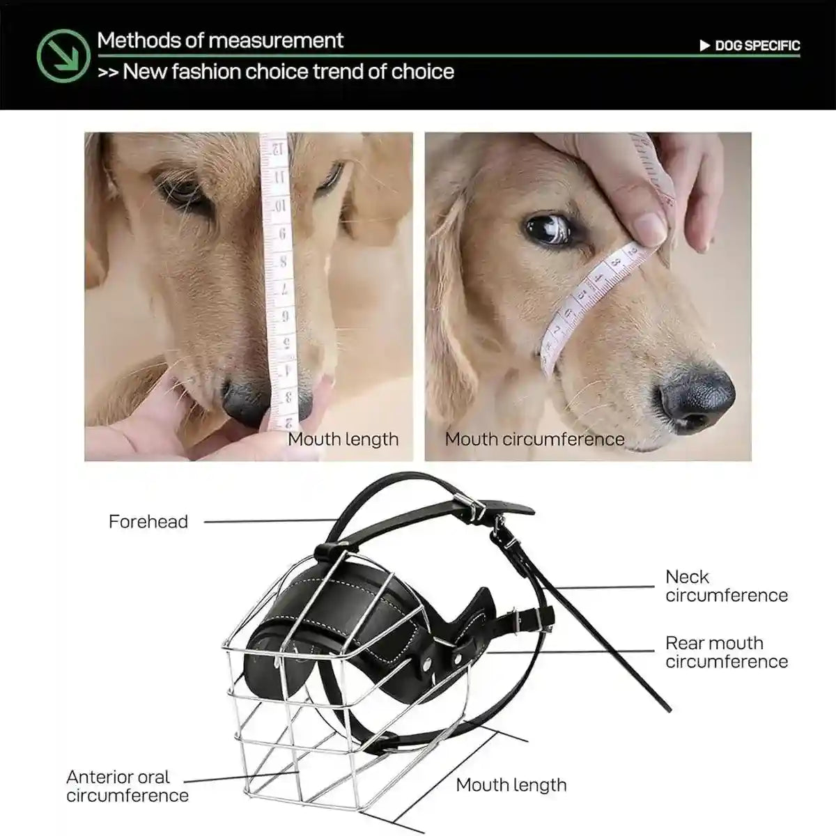 Durable Dog Mouth Guard with Stainless Steel Basket & Adjustable Straps