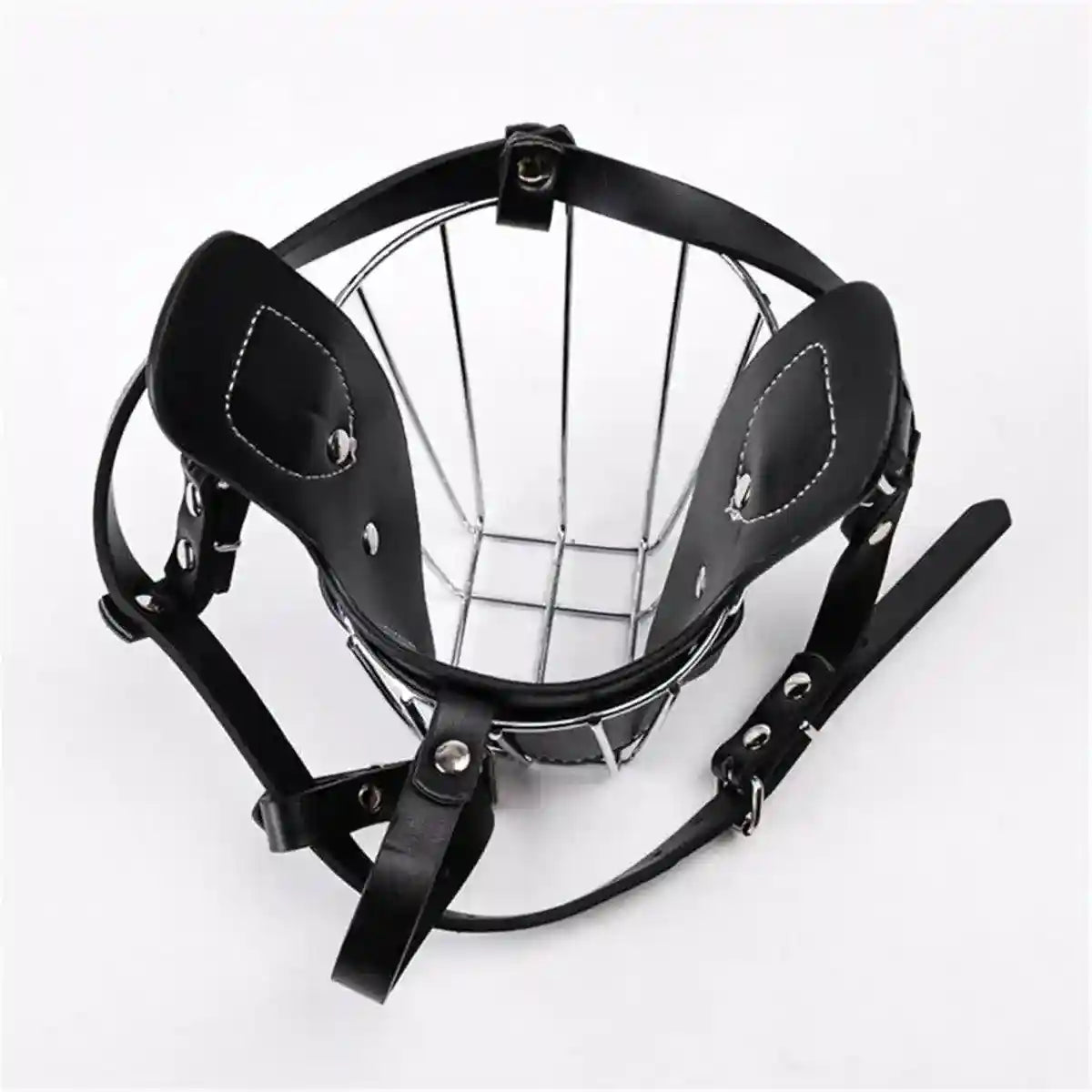 Durable Dog Mouth Guard with Stainless Steel Basket & Adjustable Straps