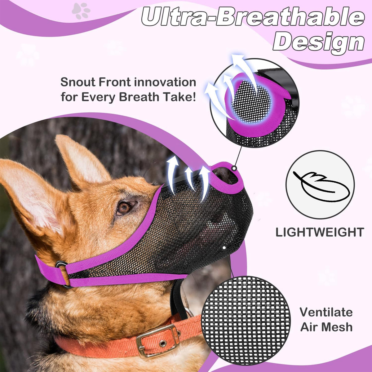 Dog Breathable Muzzle With Adjustable Strap