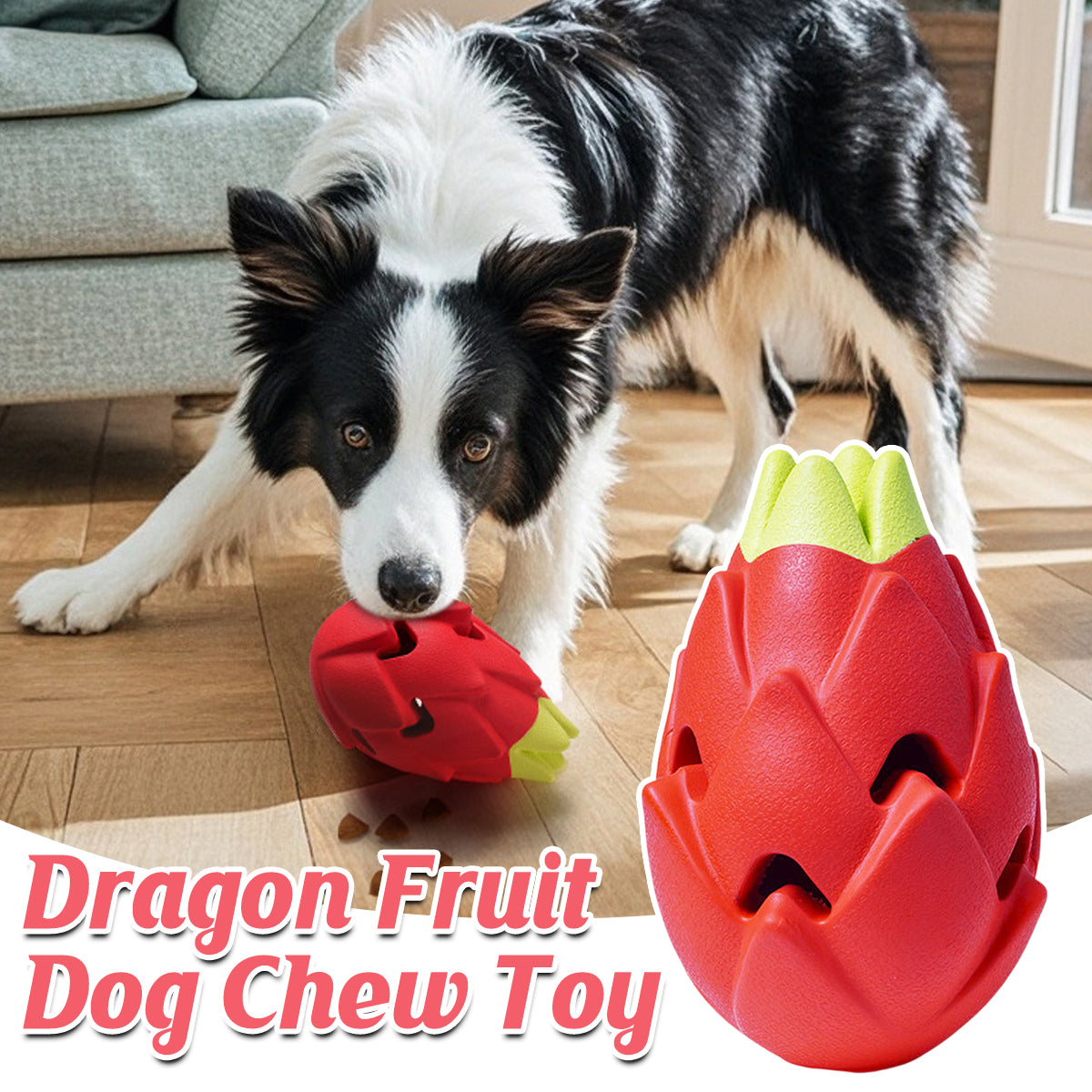 Dragon Fruit Dog Chew Toy Durable Treat Dispensing Rubber Toy