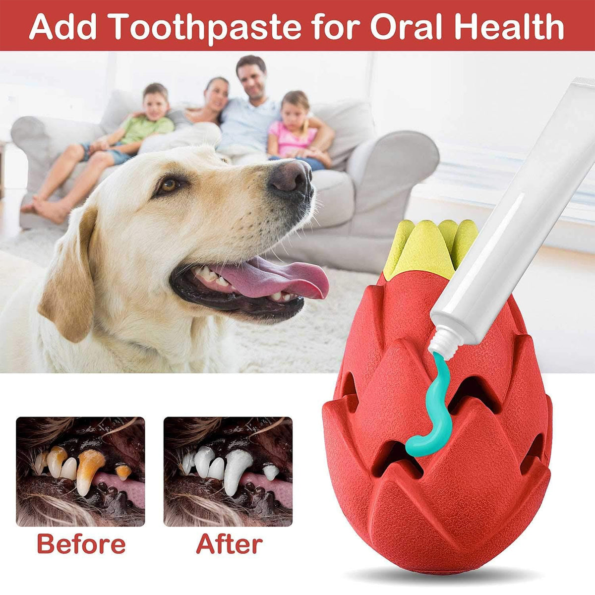 Dragon Fruit Dog Chew Toy Durable Treat Dispensing Rubber Toy