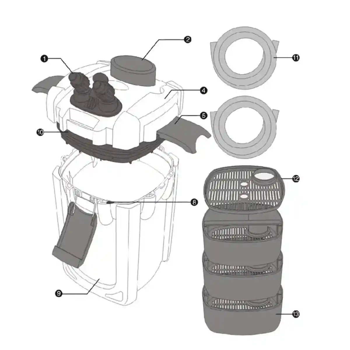 External Aquarium Filter Canister 24W 3-Layer High-Flow 1000L/h System