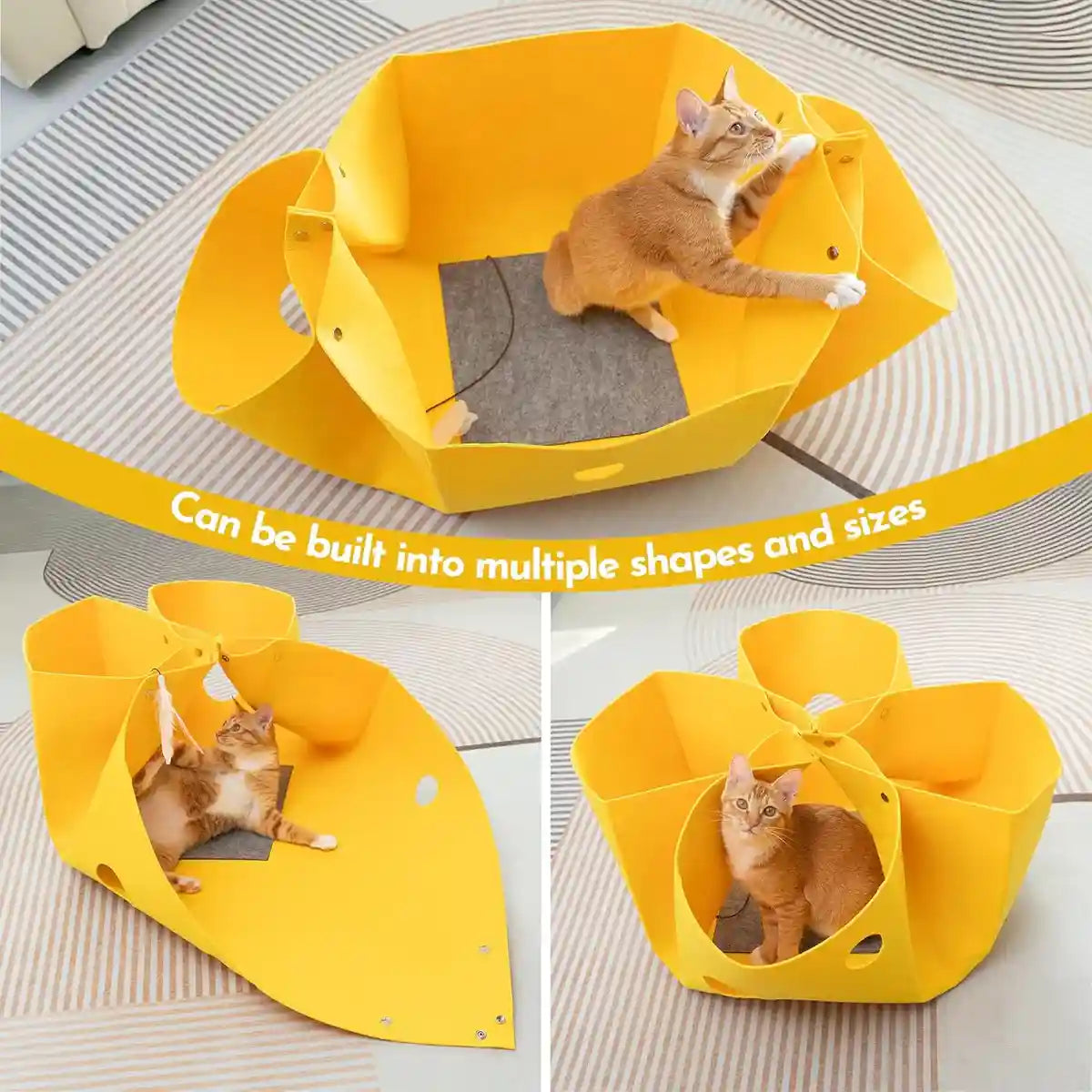 Felt Cat House Multi-Shape Convertible Cat Bed & Play Toy