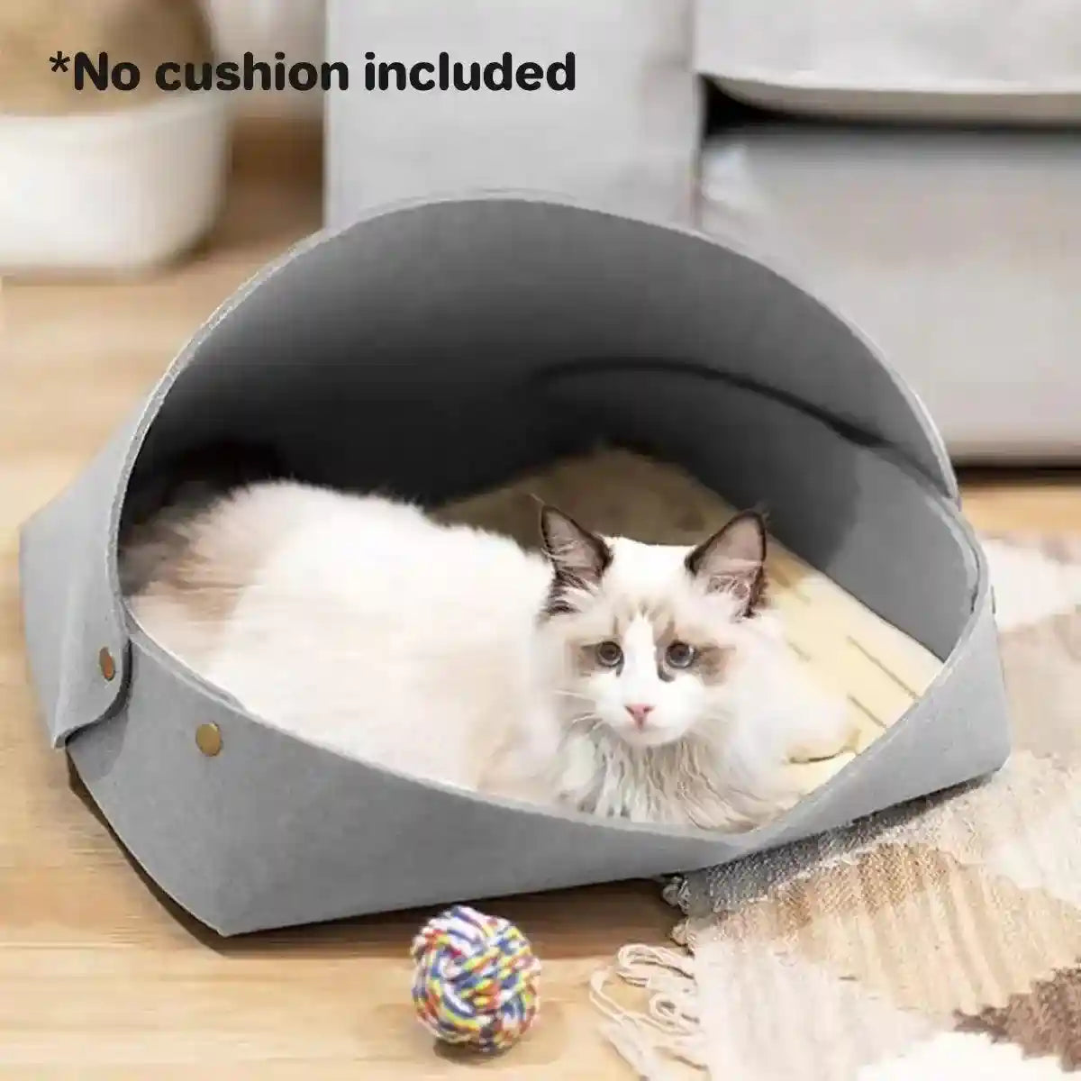 Semi-Enclosed Felt Cat Bed Comfortable & Stylish Cat Nest 3 Colors