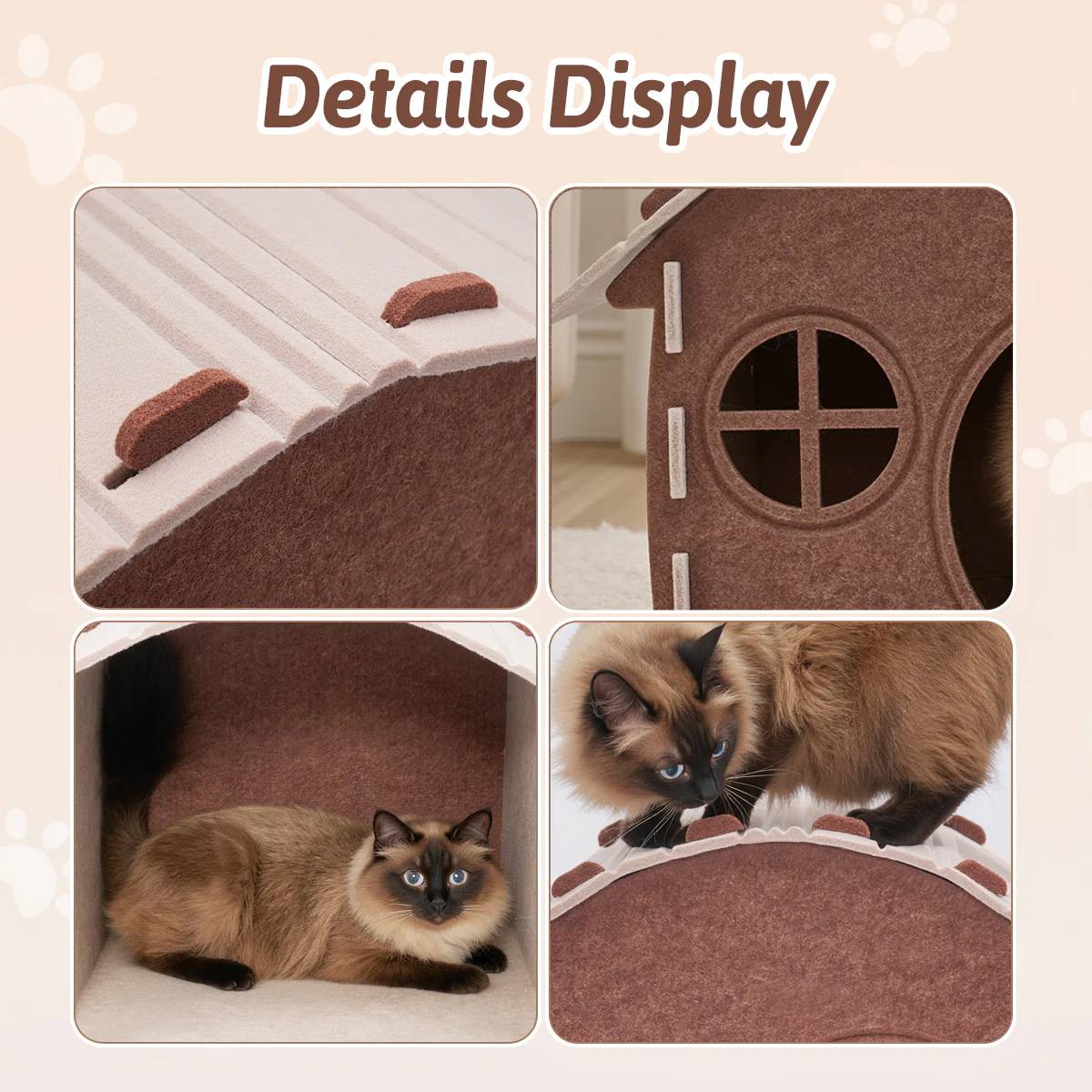Felt Cat House Bed Cozy Cat Nest Cottage