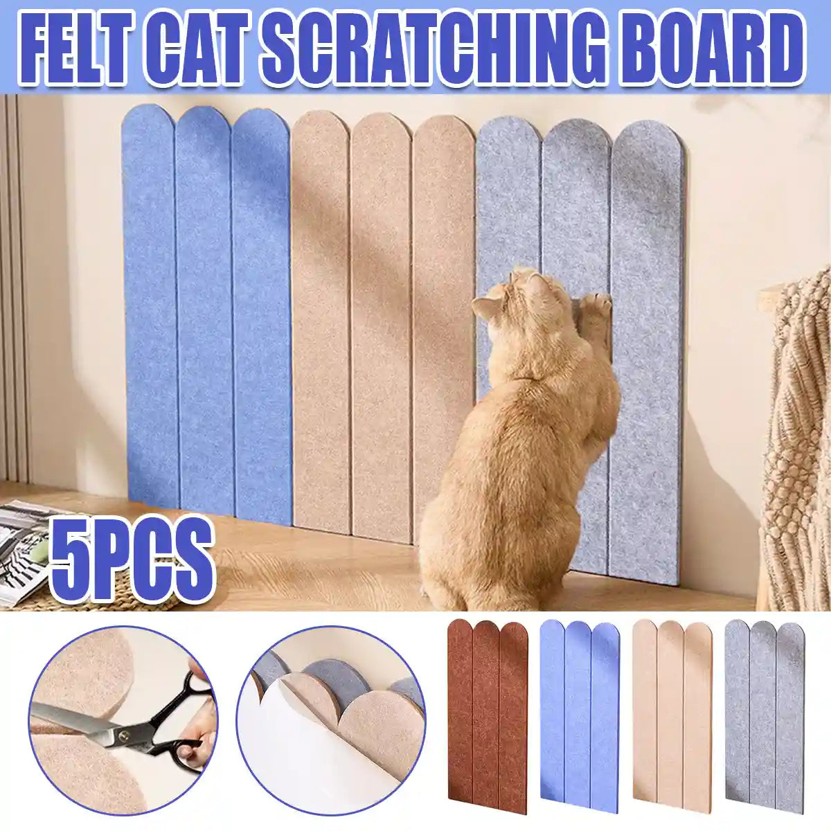 Felt Cat Scratching Board Wall-Mounted Scratch Pad (5PCS)