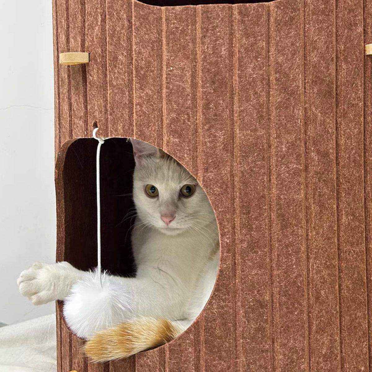 Stylish Multi-Layer Tree Trunk Cat House Indoor for Rest & Play