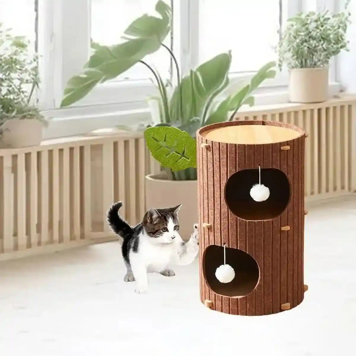 Stylish Multi-Layer Tree Trunk Cat House Indoor for Rest & Play